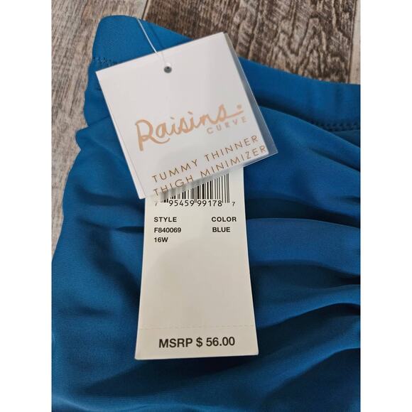 NWT Raisins Curve Swim Skirt Minimizer Costa Ruched Vacation Beach Turquoise 16W - Picture 4 of 9